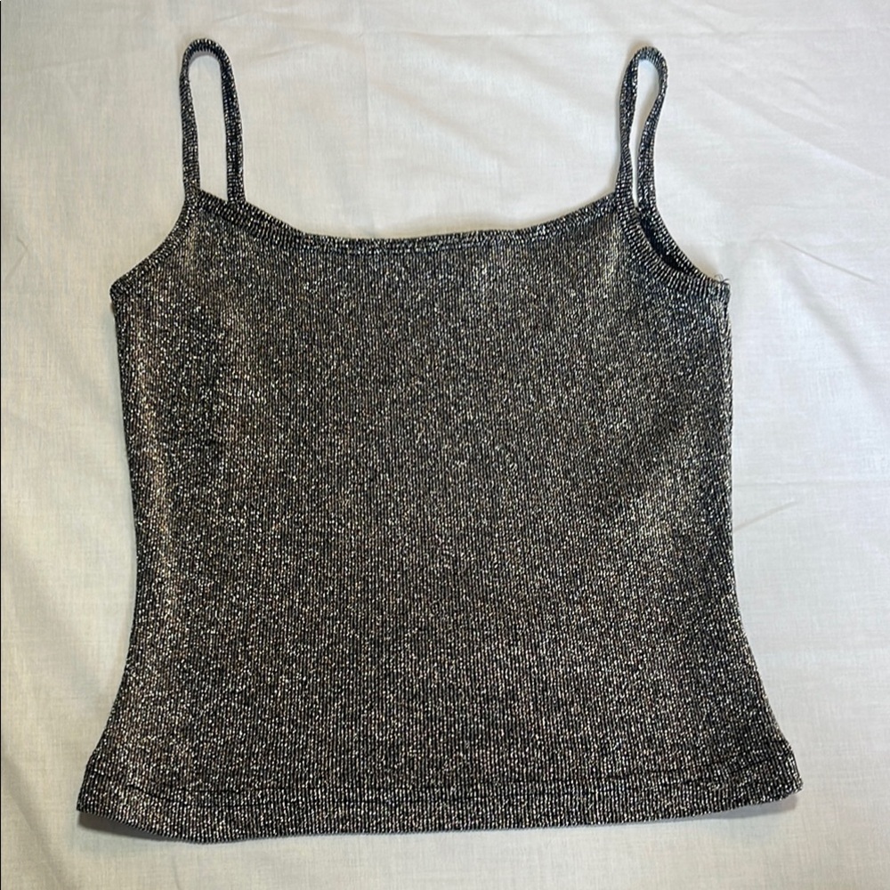 XOXO Vintage Silver and Black Sequin Fitted Camisole